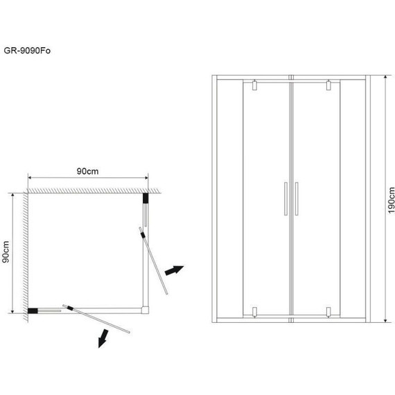 Душевое ограждение Grossman Forta 90x90 см GR-9090Fo, хром/прозрачное фото 3