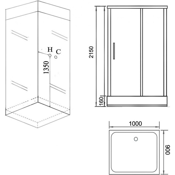 Душевое кабина Grossman 90x100 см GR166, белый/прозрачное фото 3