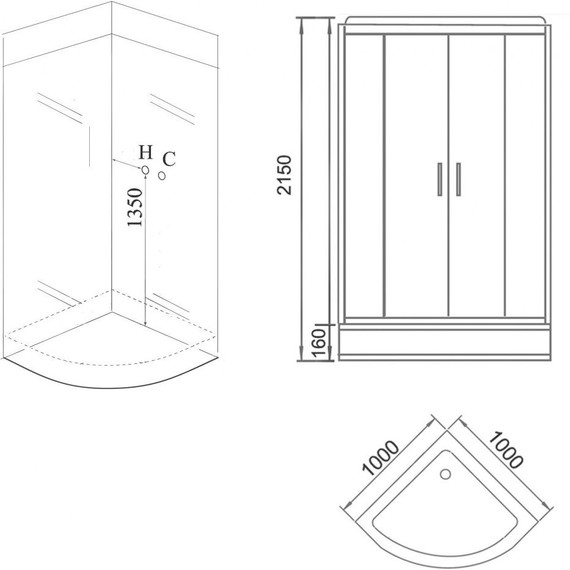 Душевое кабина Grossman 100 см GR260, чёрный/прозрачное - 3 Душевое кабина Grossman 100 см GR260, чёрный/прозрачное фото 3