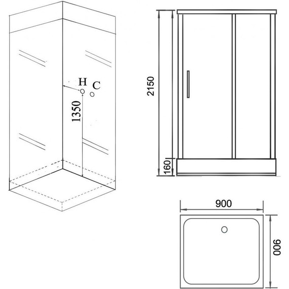 Душевое кабина Grossman 90x90 см GR261, чёрный/прозрачное фото 3