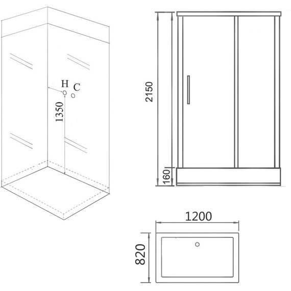 Душевое кабина Grossman 80x120 см GR267, чёрный/прозрачное фото 3
