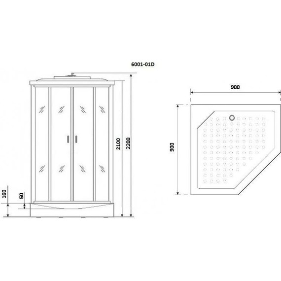 Душевая кабина Niagara Premium NG-6001-01D 90x90 см, хром/прозрачное (безсиликоновая сборка) фото 9