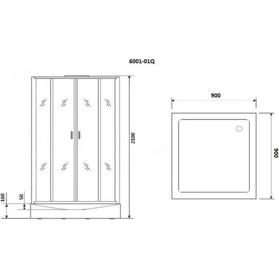 Душевая кабина Niagara Premium NG-6001-01Q 90x90 см, хром/прозрачное (безсиликоновая сборка) фото 9