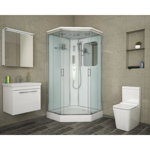 Гидробокс Niagara Premium NG-6002-01GD 100x100 см, хром/прозрачное (безсиликоновая сборка) фото 