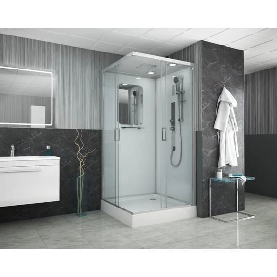 Гидробокс Niagara Premium NG-6002-01GQ 100x100 см, хром/прозрачное (безсиликоновая сборка) фото 