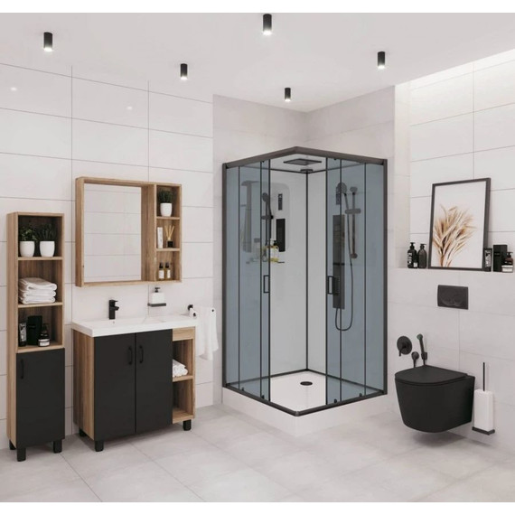 Гидробокс Niagara Premium NG-6901-01GQ BLACK 90x90 см, черный/тонированное (безсиликоновая сборка) фото 