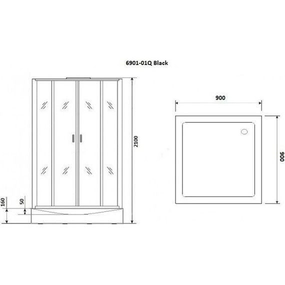 Душевая кабина Niagara Premium NG-6901-01Q BLACK 90x90 см, черный/тонированное (безсиликоновая сборка) фото 11