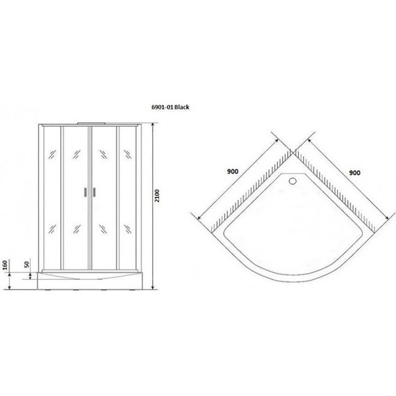 Душевая кабина Niagara Premium 69010134BLACK 90x90 см, черный/тонированное (безсиликоновая сборка) фото 9