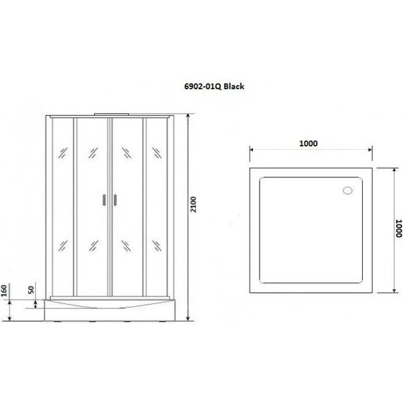 Душевая кабина Niagara Premium NG-6902-01Q BLACK 100x100 см, черный/тонированное (безсиликоновая сборка) - 11 Душевая кабина Niagara Premium NG-6902-01Q BLACK 100x100 см, черный/тонированное (безсиликоновая сборка) фото 11