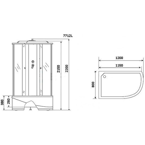 Гидробокс Niagara Luxe NG-7712GL 120x80 см, золото/прозрачное фото 3