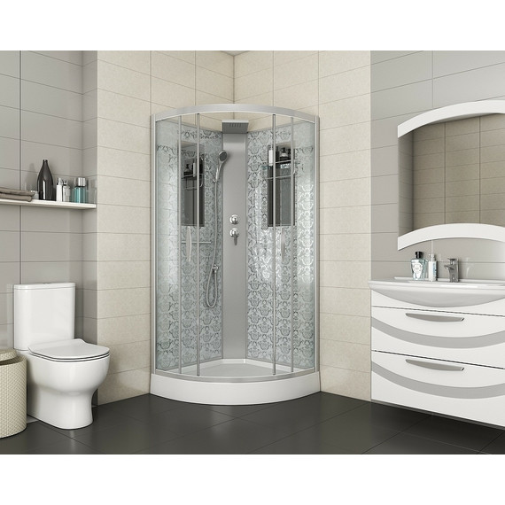 Душевая кабина Niagara Luxe NG-7715WBK 90x90 см, серебро/прозрачное фото 