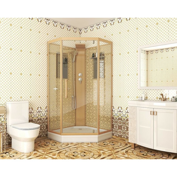 Душевая кабина Niagara Luxe NG-7799GBK 90x90 см, золото/прозрачное фото 