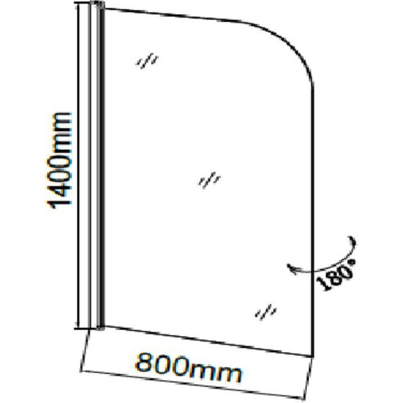 Шторка для ванны Grossman 800х1400 мм GR-100P, хром/прозрачное фото 3