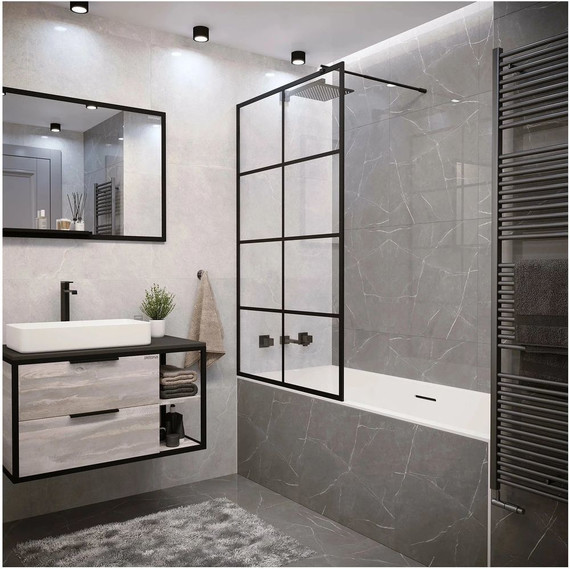 Шторка для ванны Grossman 800х1500 мм GR-10580BLACK, чёрный/прозрачное фото 2