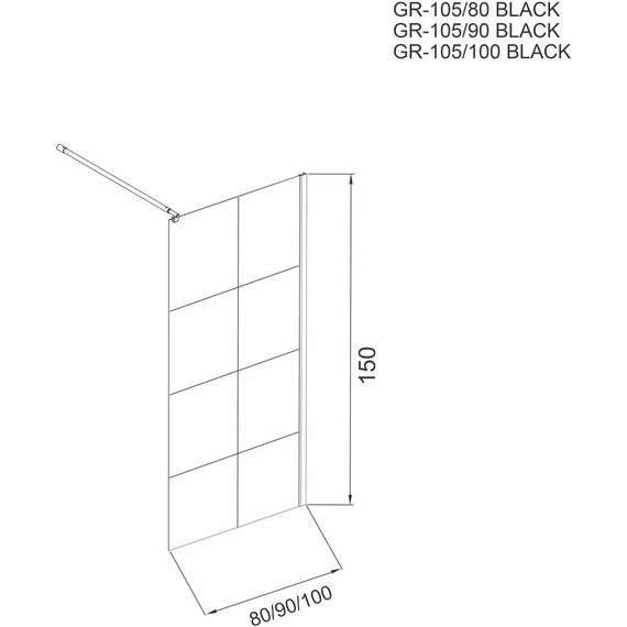 Шторка для ванны Grossman 900х1500 мм GR-10590BLACK, чёрный/прозрачное фото 3