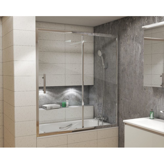 Шторка для ванны Grossman 1500х1400 мм GR-150/2, хром/прозрачное фото 2