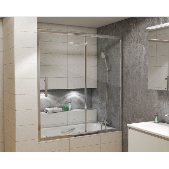 Шторка для ванны Grossman 1700х1400 мм GR-170/2, хром/прозрачное фото 2