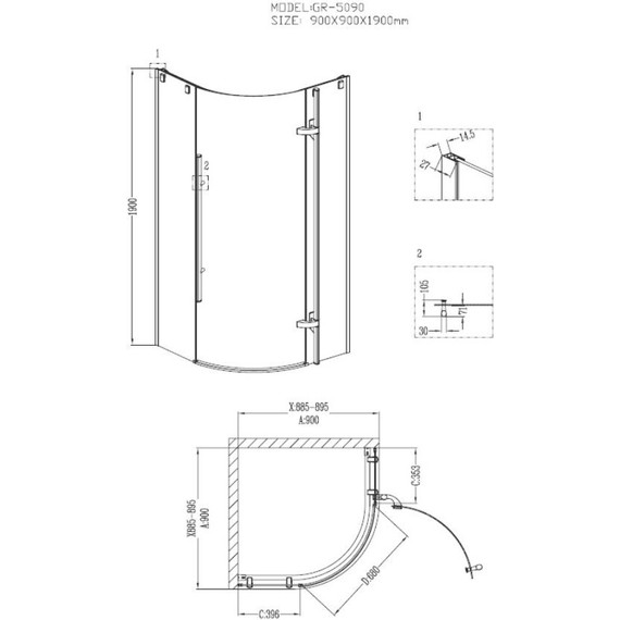 Душевое ограждение Grossman Style 90 см GR-5090, хром/прозрачное фото 7
