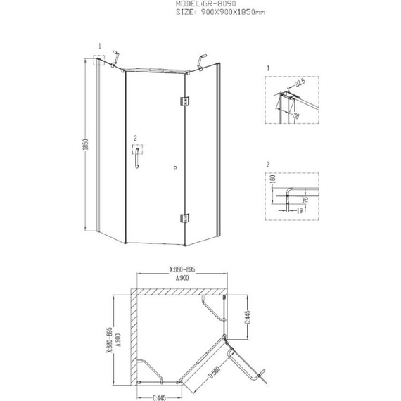 Душевое ограждение Grossman Classic 90 см GR-8090, хром/прозрачное фото 4