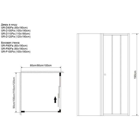 Душевая дверь Grossman Falcon 110 см GR-D110Fa, хром/прозрачное - 6 Душевая дверь Grossman Falcon 110 см GR-D110Fa, хром/прозрачное фото 6