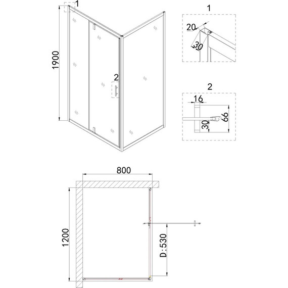 Душевое ограждение Niagara Nova 120x80 см NG-0220-08 BLACK, черный/прозрачное - 3 Душевое ограждение Niagara Nova 120x80 см NG-0220-08 BLACK, черный/прозрачное фото 3