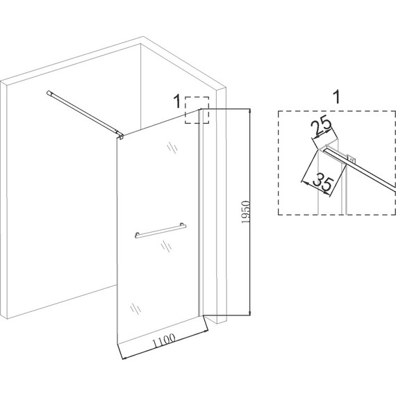 Душевая перегородка Niagara Nova 110 см NG-641-11GOLD с кронштейном, золото/прозрачное фото 5