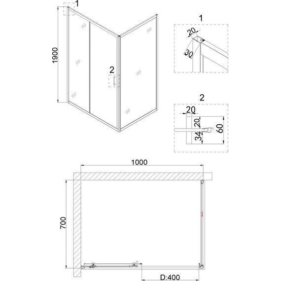 Душевое ограждение Niagara Nova 100x70 см NG-42-10AG-NG-A70G, золото/прозрачное фото 4