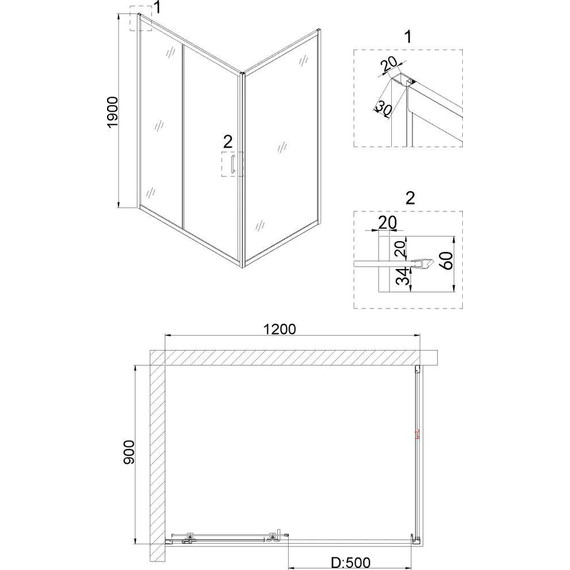 Душевое ограждение Niagara Nova 120x90 см NG-42-12AG-NG-A90G, золото/прозрачное - 4 Душевое ограждение Niagara Nova 120x90 см NG-42-12AG-NG-A90G, золото/прозрачное фото 4