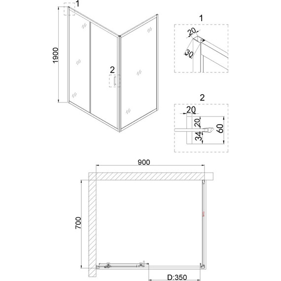 Душевое ограждение Niagara Nova 90x70 см NG-42-9AG-NG-A70G, золото/прозрачное - 4 Душевое ограждение Niagara Nova 90x70 см NG-42-9AG-NG-A70G, золото/прозрачное фото 4