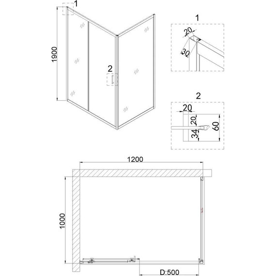 Душевое ограждение Niagara Nova 120x100 см NG-62-12A-NG-A100, хром/прозрачное - 5 Душевое ограждение Niagara Nova 120x100 см NG-62-12A-NG-A100, хром/прозрачное фото 5