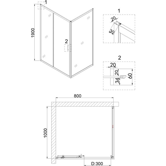 Душевое ограждение Niagara Nova 80x100 см NG-62-8A-NG-A100, хром/прозрачное фото 5