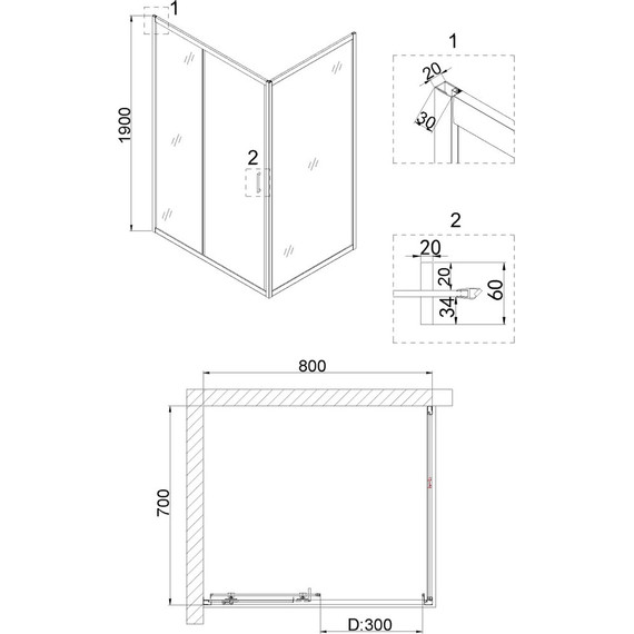 Душевое ограждение Niagara Nova 80x70 см NG-62-8A-NG-A70, хром/прозрачное - 5 Душевое ограждение Niagara Nova 80x70 см NG-62-8A-NG-A70, хром/прозрачное фото 5