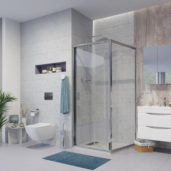 Душевое ограждение Niagara Nova 80x90 см NG-62-8A-NG-A90, хром/прозрачное фото 