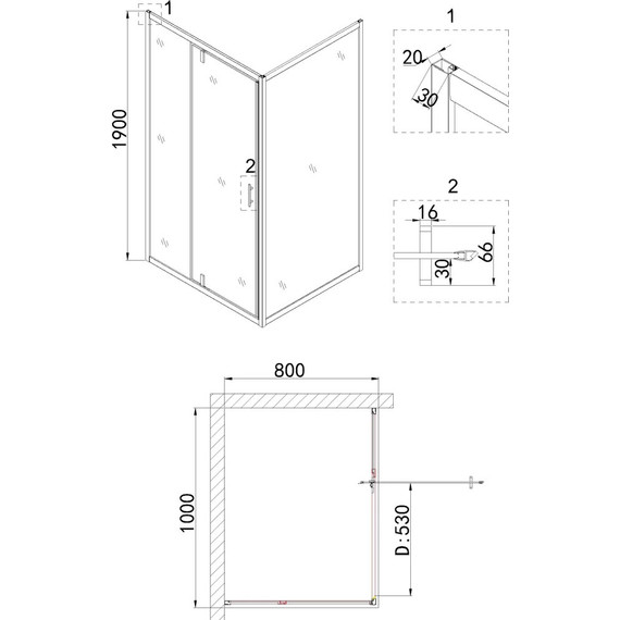 Душевое ограждение Niagara Nova 100x80 см NG-63-10A-NG-A80, хром/прозрачное - 5 Душевое ограждение Niagara Nova 100x80 см NG-63-10A-NG-A80, хром/прозрачное фото 5