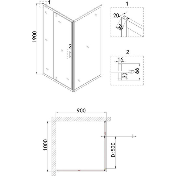 Душевое ограждение Niagara Nova 100x90 см NG-63-10A-NG-A90, хром/прозрачное фото 5
