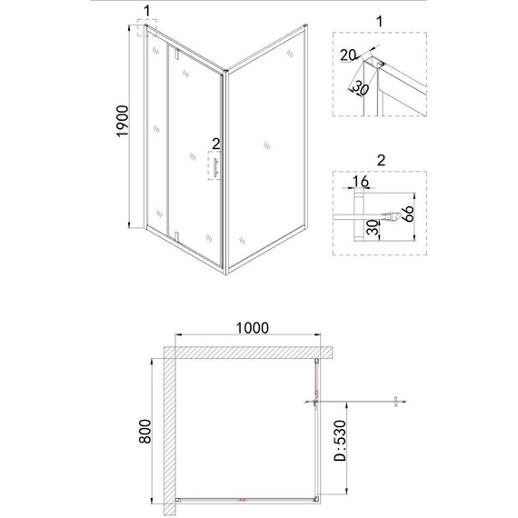 Душевое ограждение Niagara Nova 80x100 см NG-63-8A-NG-A100, хром/прозрачное фото 5