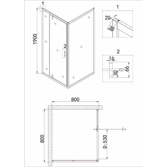 Душевое ограждение Niagara Nova 80x80 см NG-63-8A-NG-A80, хром/прозрачное фото 5