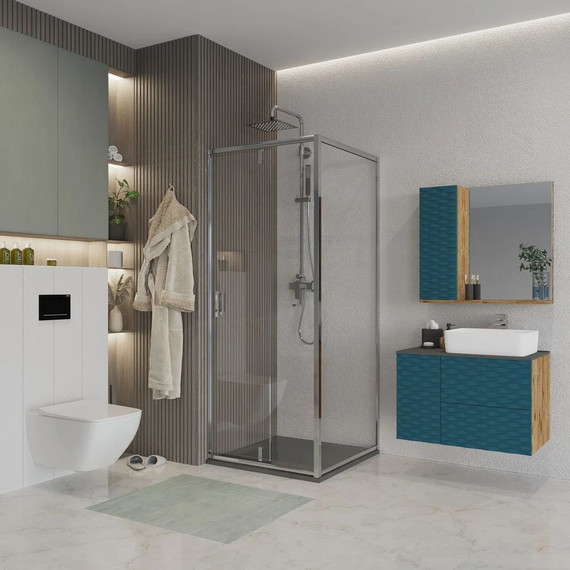 Душевое ограждение Niagara Nova 90x80 см NG-63-9A-NG-A80, хром/прозрачное фото 