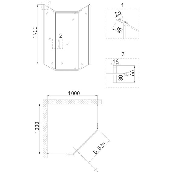 Душевое ограждение Niagara Nova 100x100 см NG-6434-08, золото/прозрачное фото 3