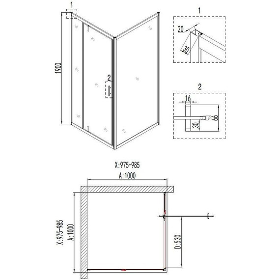 Душевое ограждение Niagara Nova 100x100 см NG-6602-08, хром/прозрачное - 3 Душевое ограждение Niagara Nova 100x100 см NG-6602-08, хром/прозрачное фото 3