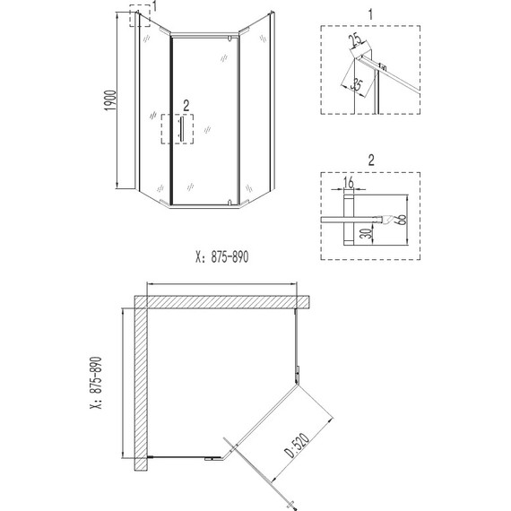 Душевое ограждение Niagara Nova 90x90 см NG-6605-08, хром/прозрачное фото 3