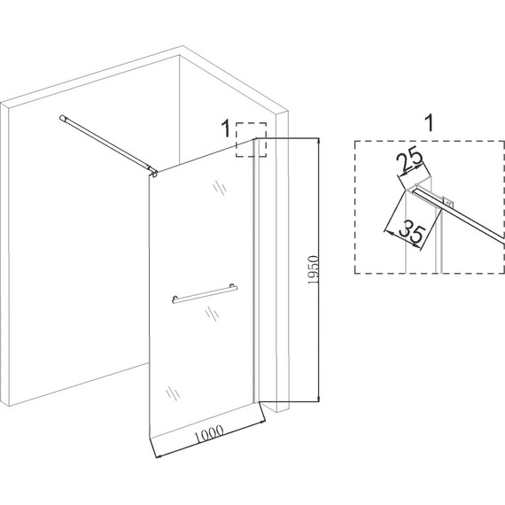 Душевая перегородка Niagara Nova 100 см NG-661-10 с кронштейном, хром/прозрачное фото 5