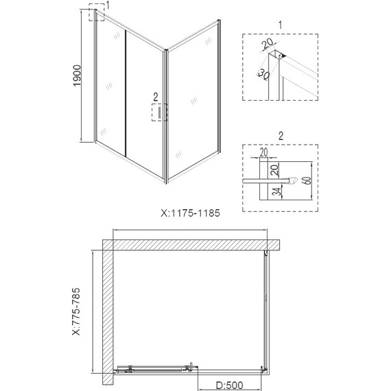 Душевое ограждение Niagara Nova 120x80 см NG-6612-08, хром/прозрачное фото 3