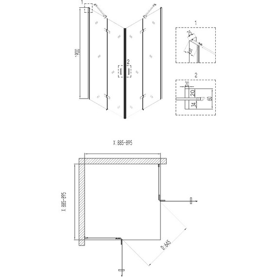 Душевое ограждение Niagara Nova 90x90 см NG-6613-08, хром/прозрачное фото 3