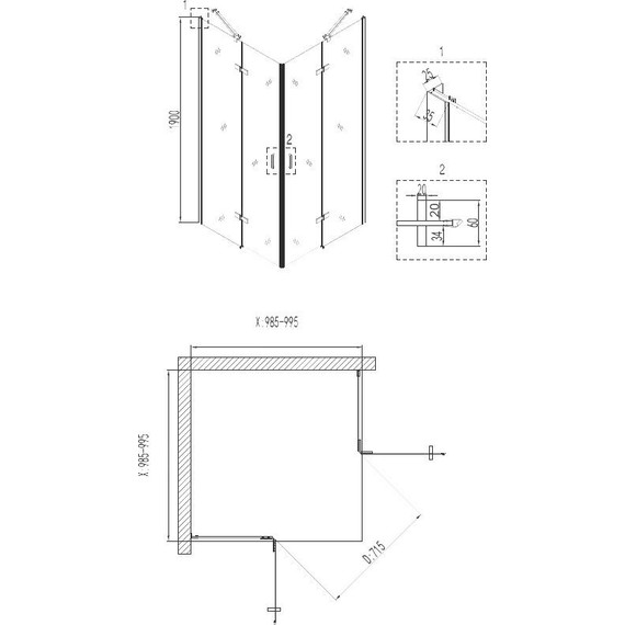 Душевое ограждение Niagara Nova 100x100 см NG-6614-08, хром/прозрачное - 3 Душевое ограждение Niagara Nova 100x100 см NG-6614-08, хром/прозрачное фото 3