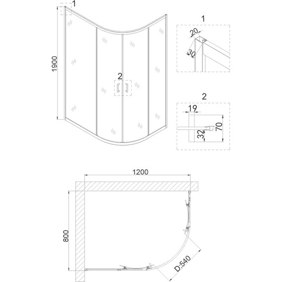 Душевое ограждение Niagara Nova 120x80 см NG-6621-08, хром/прозрачное - 3 Душевое ограждение Niagara Nova 120x80 см NG-6621-08, хром/прозрачное фото 3