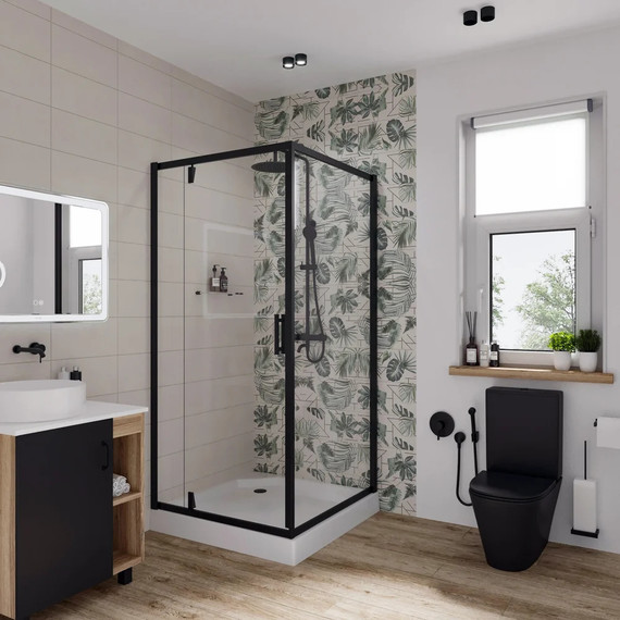 Душевое ограждение Niagara Nova 90x90 см NG-6801-08 BLACK, черный/прозрачное фото 