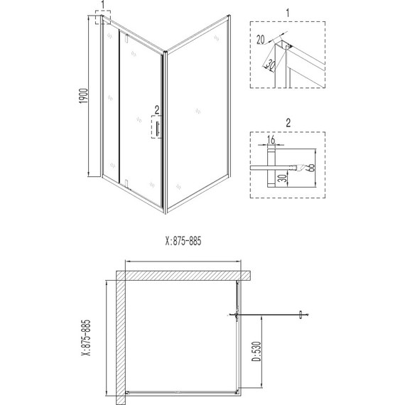 Душевое ограждение Niagara Nova 90x90 см NG-6801-08 BLACK, черный/прозрачное - 3 Душевое ограждение Niagara Nova 90x90 см NG-6801-08 BLACK, черный/прозрачное фото 3