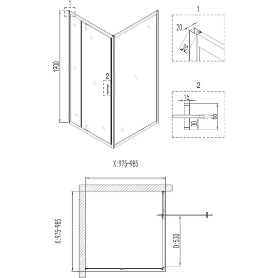 Душевое ограждение Niagara Nova 100x100 см NG-6802-08 BLACK, черный/прозрачное - 3 Душевое ограждение Niagara Nova 100x100 см NG-6802-08 BLACK, черный/прозрачное фото 3