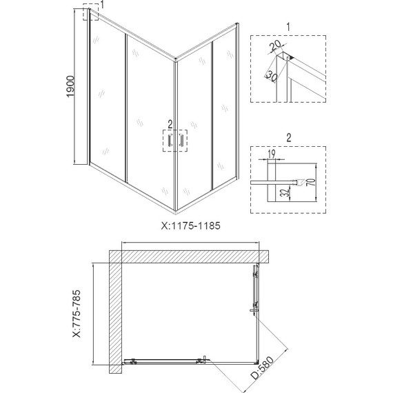Душевое ограждение Niagara Nova 120x80 см NG-6810-08 BLACK, черный/прозрачное - 3 Душевое ограждение Niagara Nova 120x80 см NG-6810-08 BLACK, черный/прозрачное фото 3